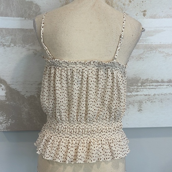 Brown/Ivory Flirty Polka dot top with adjustable spaghetti straps - Picture 3 of 4